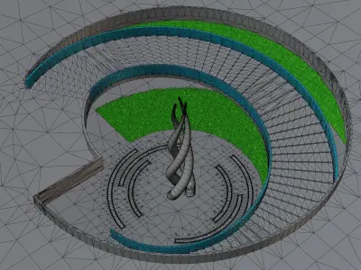 Concrete Royal Urban Round Pavilion 3D model