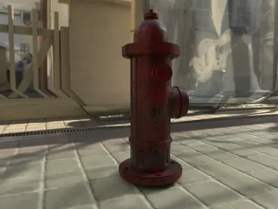 Fire Hydrant PBR Game Ready Low-poly 3D model Low-poly 3D model