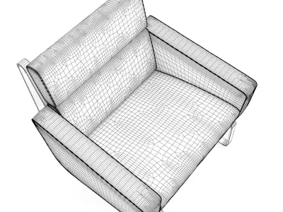 Brown Leather Modern Armchair 3D model