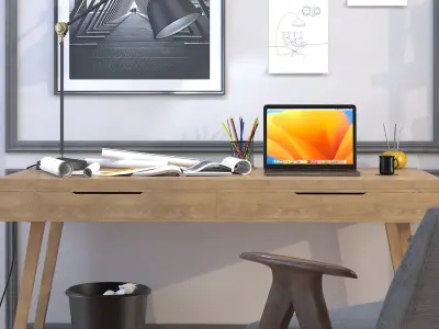 Workplace with Libera Armchair 3D model