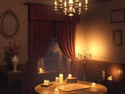 Victorian Mystery Room - Game ready Environment Low-poly 3D model