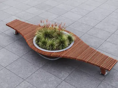 Modern Outdoor Bench 3D model