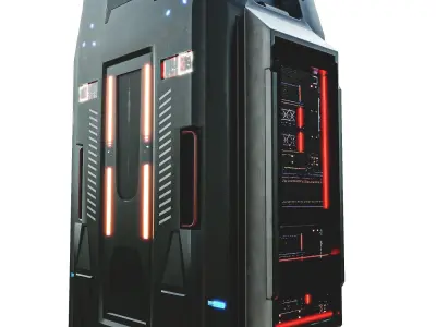 Sci-FI Server Low-poly 3D model