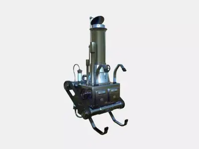 Steampunk Backpack 05 Chrome - Character Design Fashion Low-poly 3D model