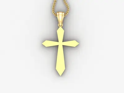 Light Gold 18K Cross Pendant 2CP013 3D print model