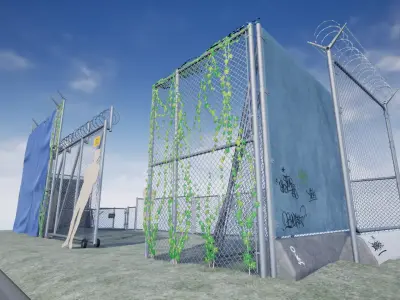 Chain Link Fence PBR Low-poly 3D model