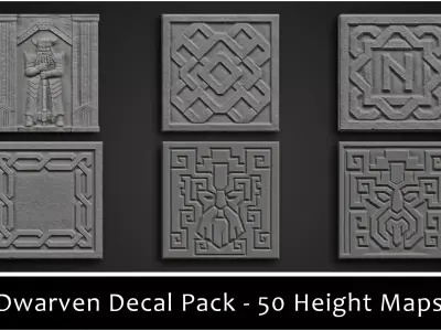 3DT Dwarven Ornamental Decal and Stamp Pack Low-poly 3D model