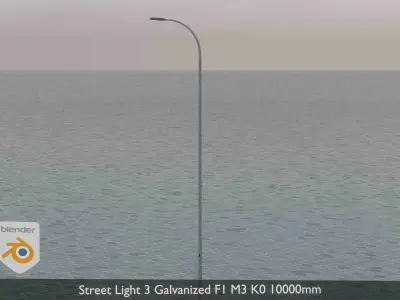 Street Light 3 Galvanized F1 M3 K0 10000mm Low-poly 3D model