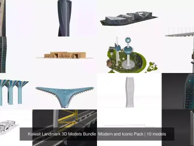 Kuwait Landmark 3D Models Bundle  Modern and Iconic Pack