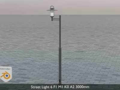 Street Light 6 F1 M1 K0 A2 3000mm Low-poly 3D model