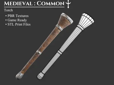 Medieval Collection Lighting Torches 3D Model Pack purchase