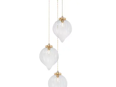 PALANTIR 3 three light pendant with clear glass balls hanging... 3D model