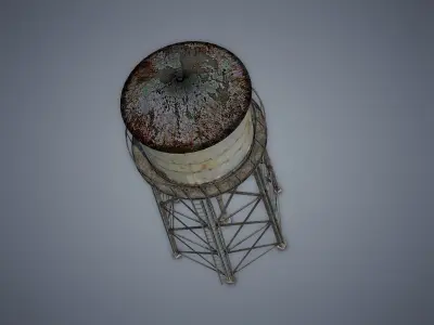 Water tower Low-poly 3D model