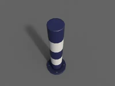 PBR Bollard BlueWhite Low-poly 3D model
