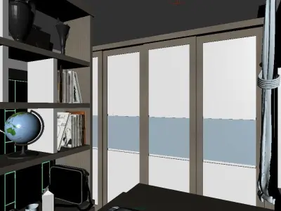 Blue Bedroom Scene 3D model