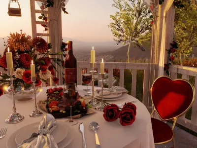 Valentines Day Dinner Blender Scene 3D model
