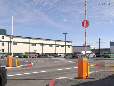  Paid Parking Lot With Barrier Gate 