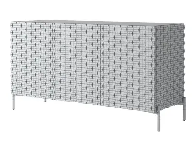 Crate and Barrel Raffael Small Carved Wood Media Console 3D model