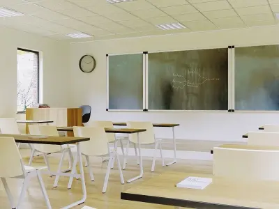 VR Classroom Baked and Corona Max Scene Low-poly 3D model