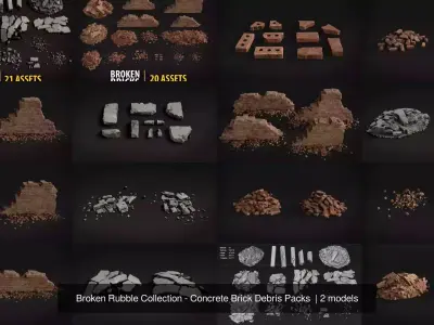 Broken Rubble Collection - Concrete Brick Debris Packs 