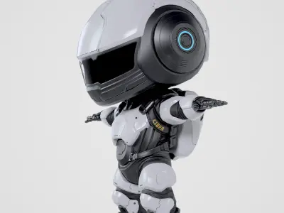 Cute Robot White Low-poly 3D model