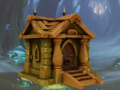 Stylized Fantasy Woodland Cottage House Printable Free 3D print model