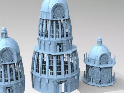 Occult observatory Tower With spiral stairs 3 designs  3D model