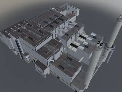Amsterdam Westpoort Afvalverbrander Low-poly 3D model