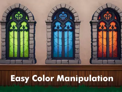 61 Stylized Windows - Stylized RPG Fantasy Prop Pack Low-poly 3D model