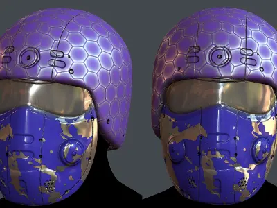Gas mask helmet 3d model scifi Low-poly Low-poly 3D model 13
