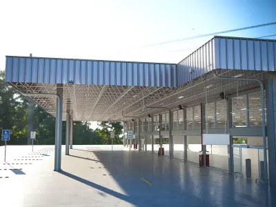 Warehouse industrial with metal roof 3D model