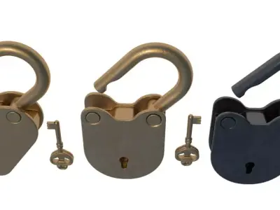 Padlock Gold collection 3D model