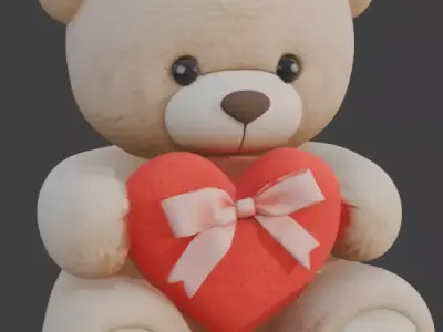 Valentines Day Teddy Bear 3D Model Low-poly 3D model