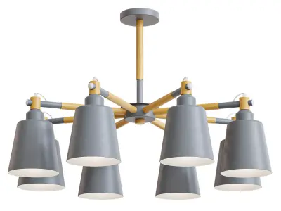 LED pendant chandelier Nordic Macaron 8 lamps Low-poly 3D model