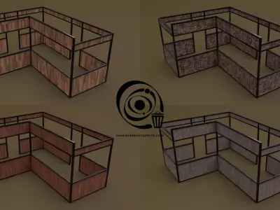 Stall stand 15 4in1 R - 4 PBR Texture 1 Model Low-poly 3D model