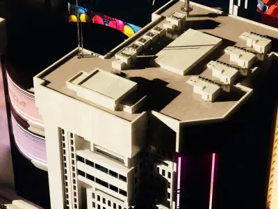 Cyber Builds And Signs Low-poly 3D model