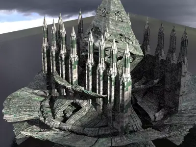 Alien Moss Ruins Tower Cathedral exterior 3D model