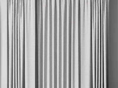 yellow Curtains with metal curtain rod 07 Low-poly 3D model