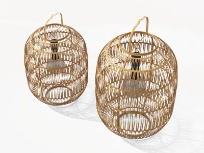 Bori Natural Lantern Set Low-poly 3D model