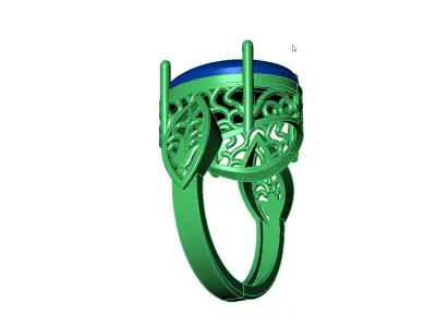 Art Deco Cabochon Ring 3D Model-Printable-Rhino Format 3D print model