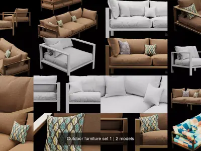 Outdoor furniture set 1 3D Model Pack