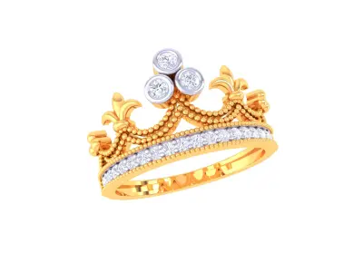  Women Crown Ring MTL 3dm STL OBJ FBX Details 3D print model order