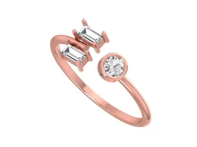 Three Stone Light Weight Band Ring 3D print model buy