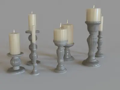 vintage candle colletion 3D model