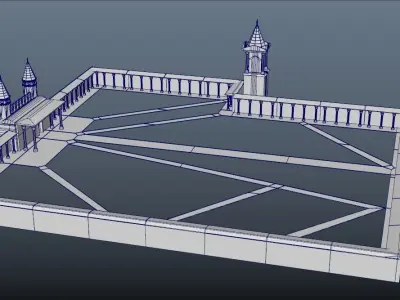 Topkapi Palace Walls and Guard Towers  Low-poly 3D model