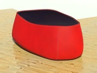Fjord medium pouf stone red black 3D model