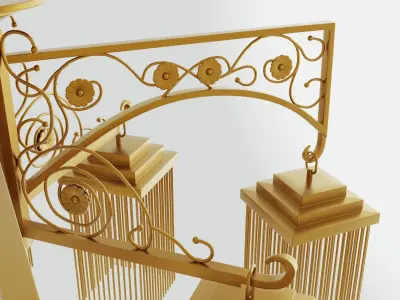 Chandelier gold with four lights 3D model