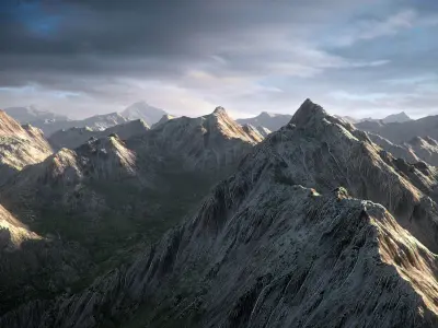 Mountain Winter and Summer Low-poly 3D model