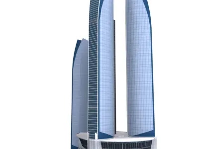 Etihad tower low poly 3d model 3D model