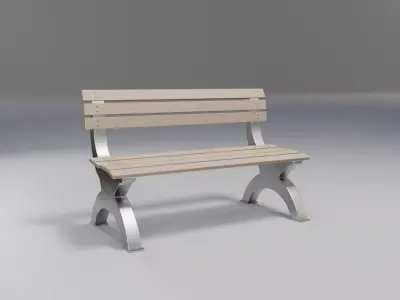 outdoor bench - beige wood - modern rough Low-poly 3D model